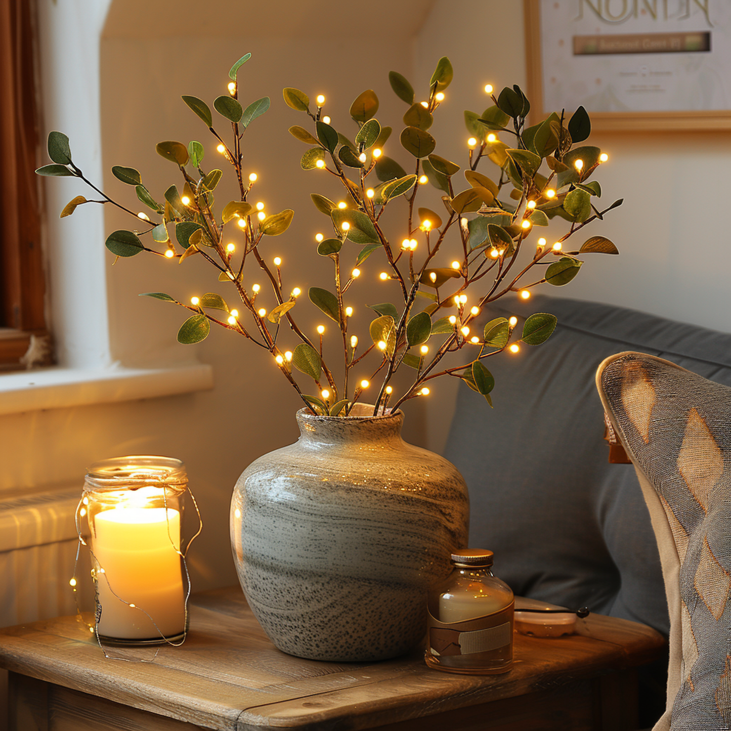 Decorative LED Twig Lamp with Fairy Lights for Bedroom and Living Room