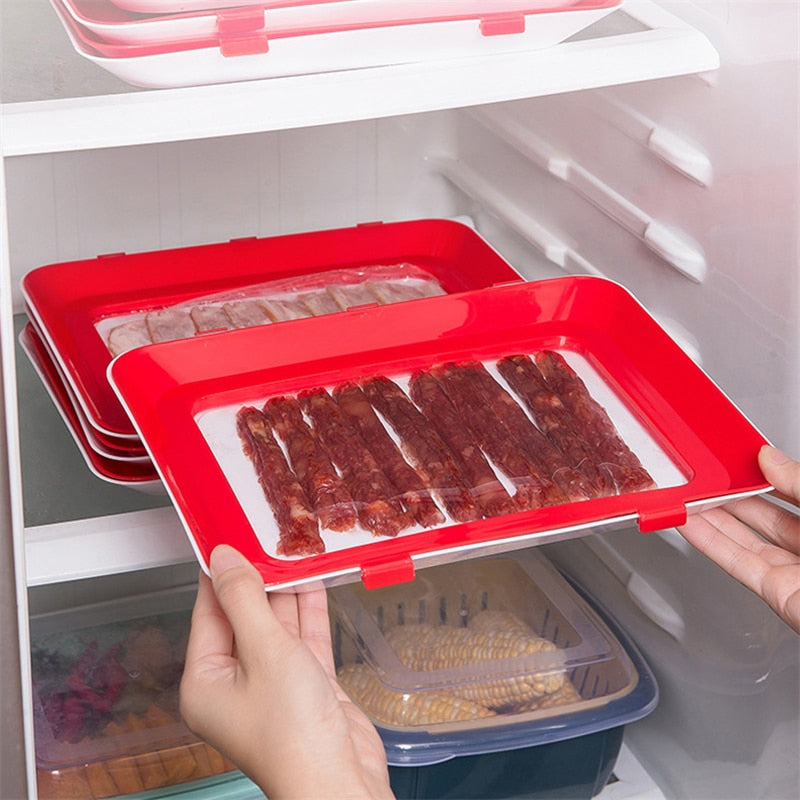 Set of 6 Vacuum-Sealed Food Storage Trays for Freshness