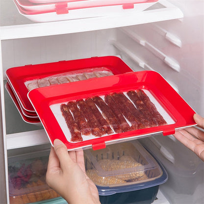 Set of 6 Vacuum-Sealed Food Storage Trays for Freshness