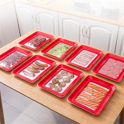 Set of 6 Vacuum-Sealed Food Storage Trays for Freshness