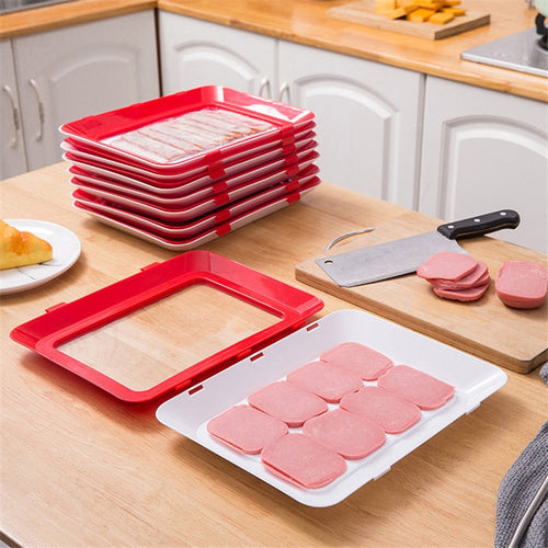 Set of 6 Vacuum-Sealed Food Storage Trays for Freshness