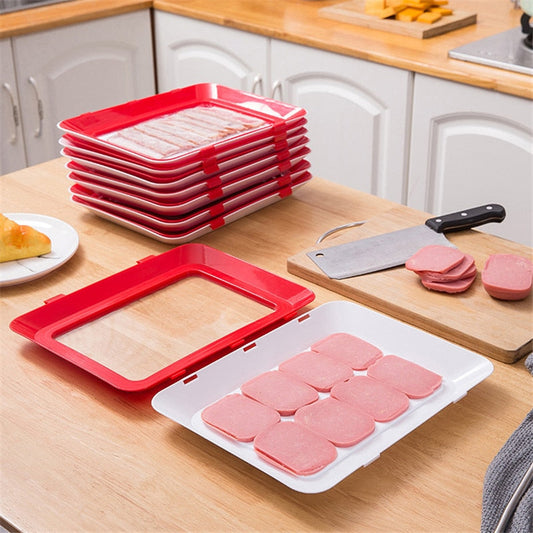 Set of 6 Vacuum-Sealed Food Storage Trays for Freshness
