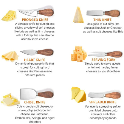 Premium 6-Piece Cheese Knife Set for Charcuterie Enthusiasts