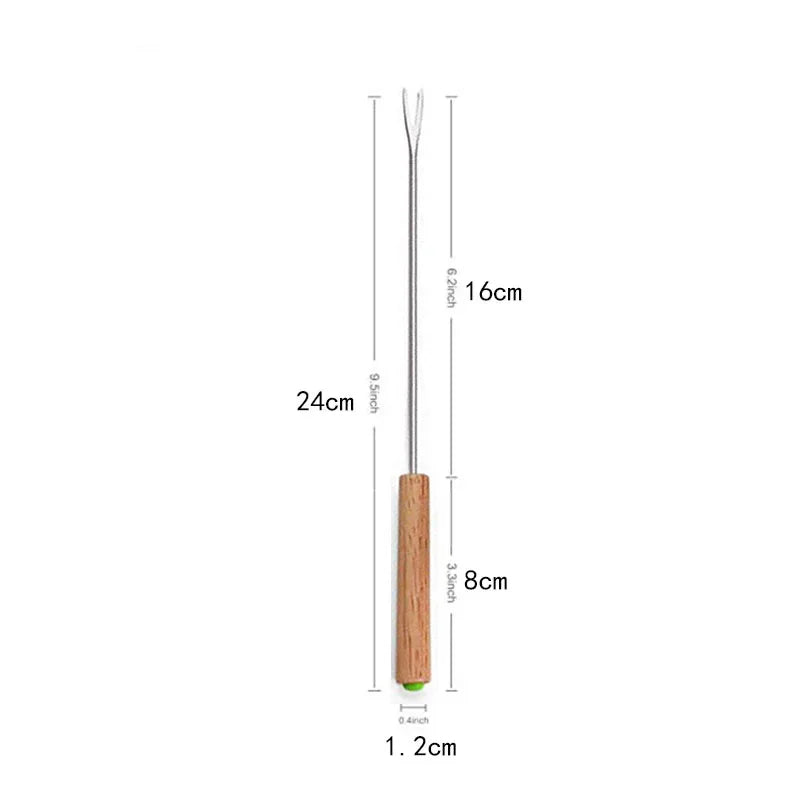 6-Piece Stainless Steel BBQ Fork Set with Comfortable Wooden Grip