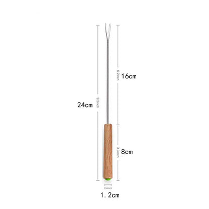 6-Piece Stainless Steel BBQ Fork Set with Comfortable Wooden Grip