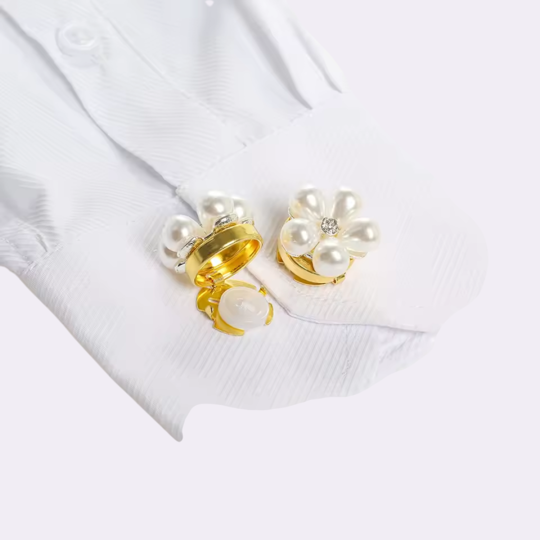 Elegant Pearl Blossom Brooch Clip for Open Blouses & Deep Necklines