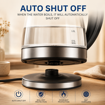 LED Illuminated Electric Glass Kettle - 1.8 Liters