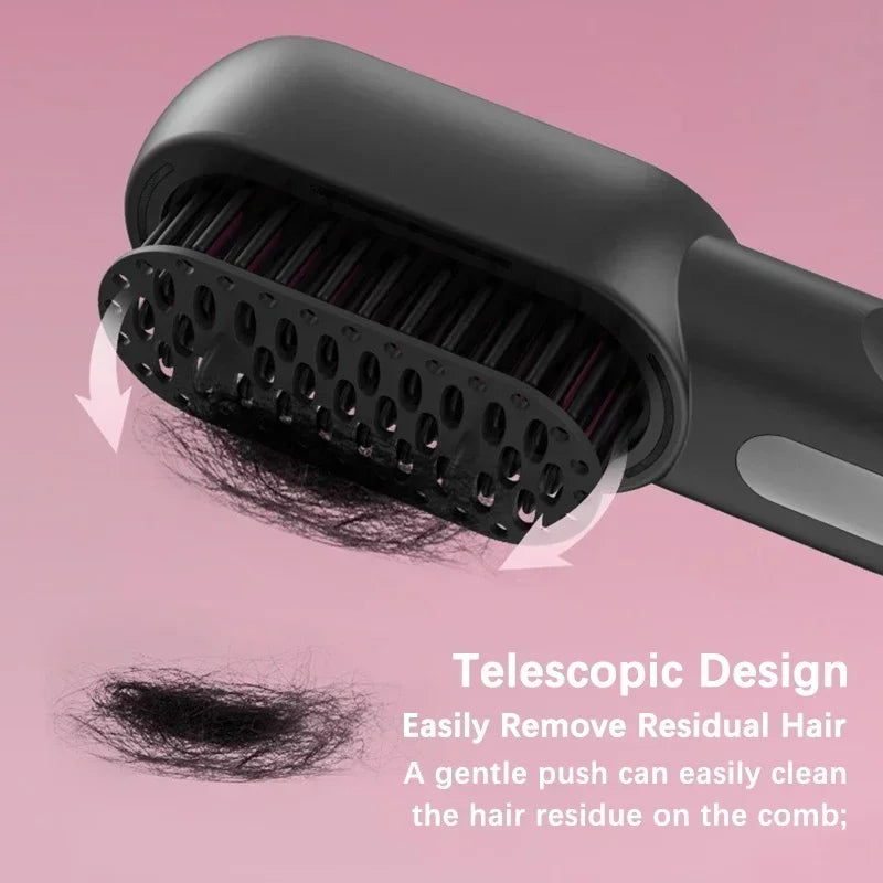 Cordless Hair Straightening Comb with Ions | Rechargeable Heat Protectant with 4 Settings