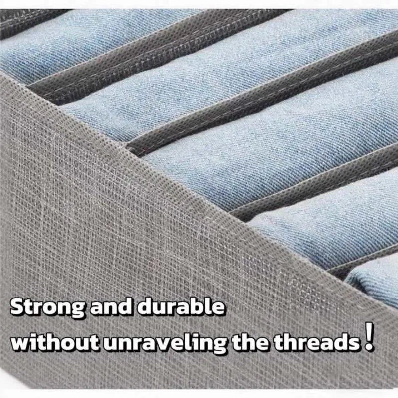 Foldable Clothes Organizer with 7-9 Compartments | Breathable Mesh Storage for Jeans & T-Shirts