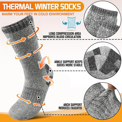 Men's Thermal Winter Socks - 3 Pairs, Thick Warm Wool, Mid-Length for Skiing & Outdoor Use