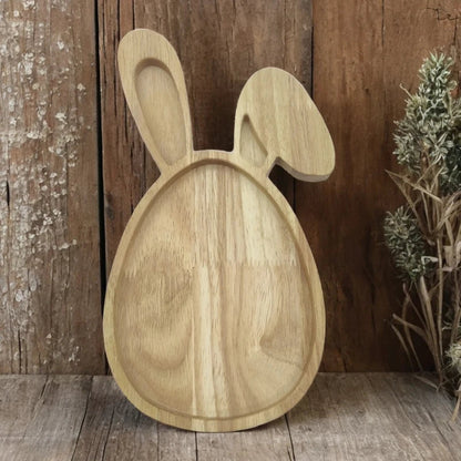 Easter Serving Tray in Wooden Bunny Shape | Decorative Tabletop for Holidays