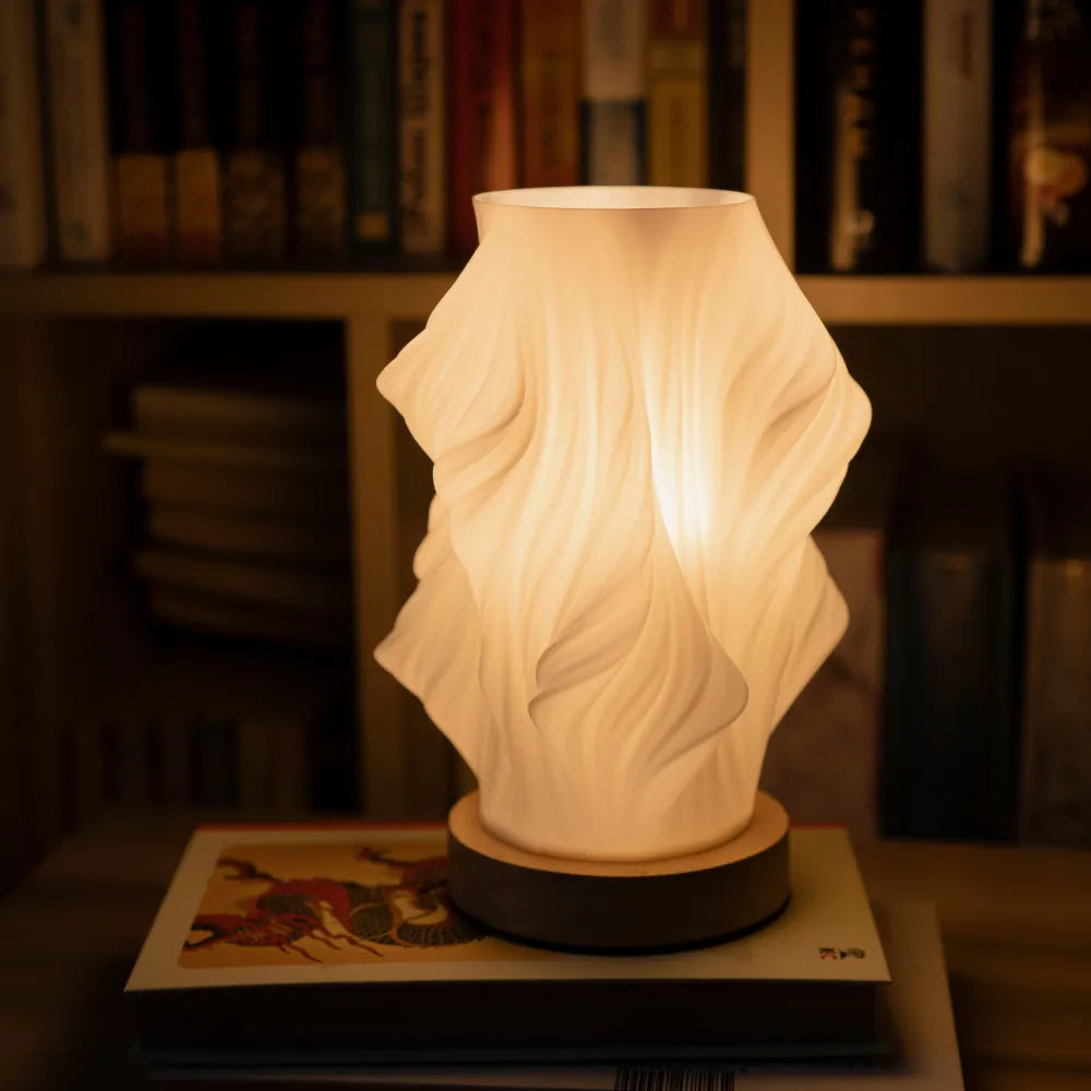 Soft Sculptural Bedside Light – Pleated LED Table Lamp