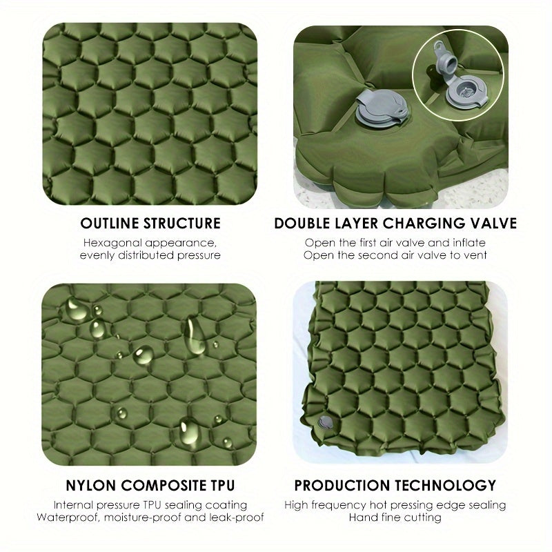 Inflatable Sleeping Mat – Lightweight & Compact with Honeycomb Design & Water-Resistant