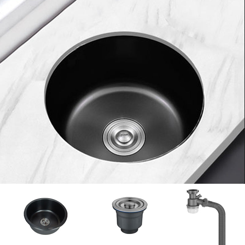 Black Stainless Steel Undermount Round Sink with Single Bowl and Filter