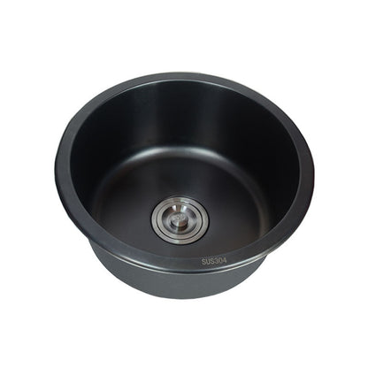 Black Stainless Steel Undermount Round Sink with Single Bowl and Filter