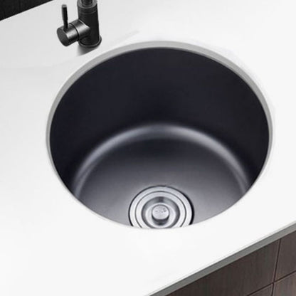 Black Stainless Steel Undermount Round Sink with Single Bowl and Filter