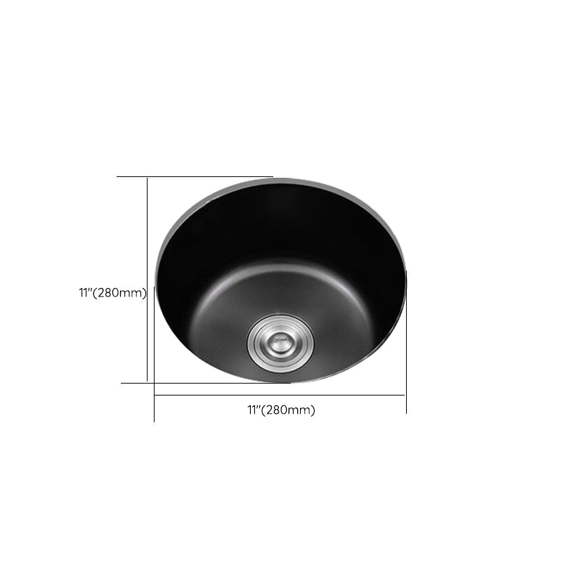 Black Stainless Steel Undermount Round Sink with Single Bowl and Filter