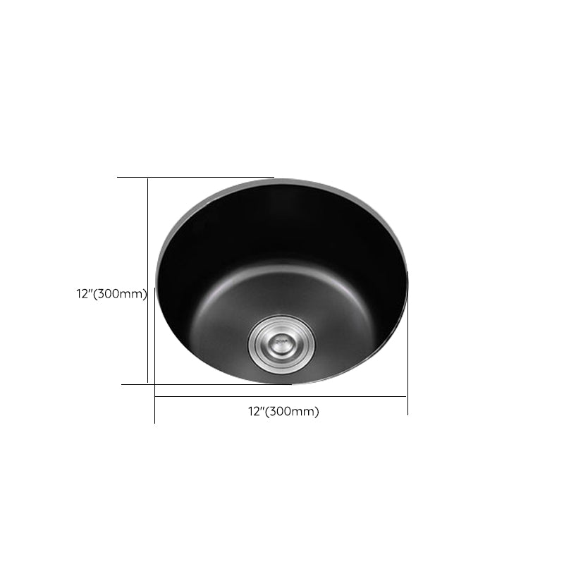 Black Stainless Steel Undermount Round Sink with Single Bowl and Filter