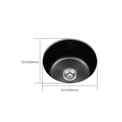 Black Stainless Steel Undermount Round Sink with Single Bowl and Filter