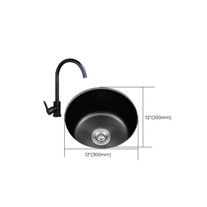 Black Stainless Steel Undermount Round Sink with Single Bowl and Filter