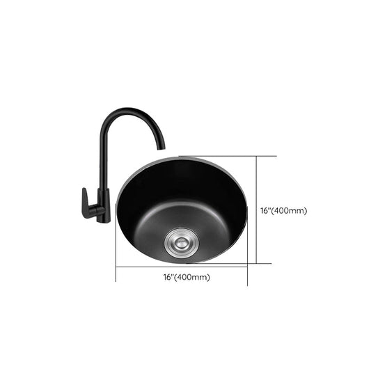Black Stainless Steel Undermount Round Sink with Single Bowl and Filter