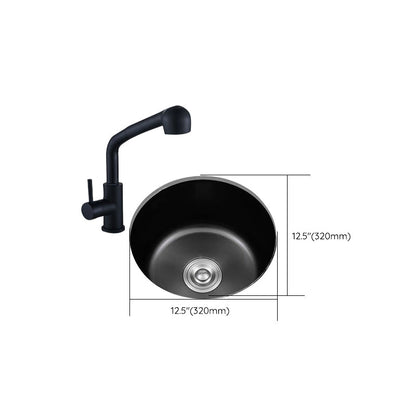 Black Stainless Steel Undermount Round Sink with Single Bowl and Filter