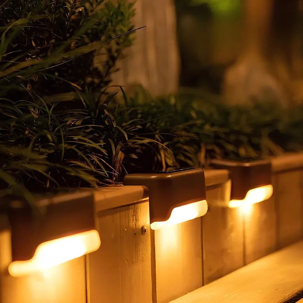 Solar-Powered LED Step Lights for Outdoor Stairs, Garden Paths, and Patios