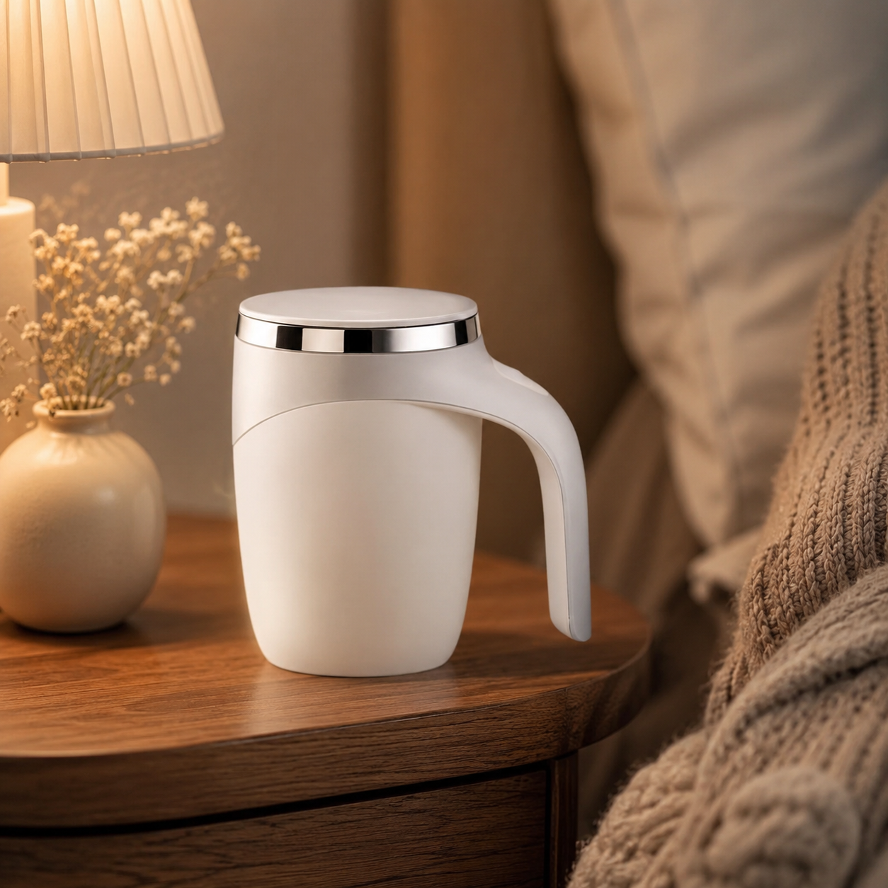 Self-Stirring Mug with Magnetic Base for Coffee and Smoothies
