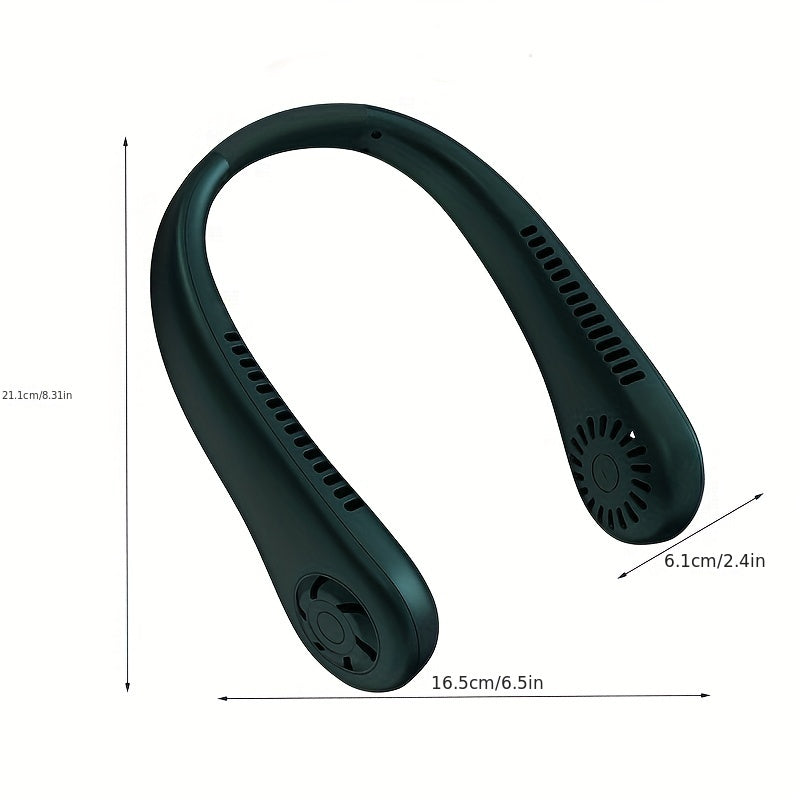 Rechargeable Neck Fan - Hands-Free, Leafless, USB Powered - Ideal for Travel and Office
