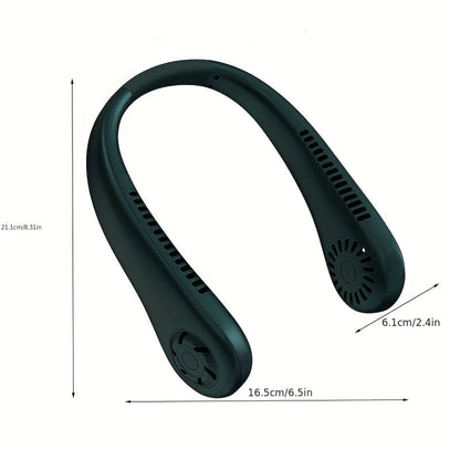 Rechargeable Neck Fan - Hands-Free, Leafless, USB Powered - Ideal for Travel and Office