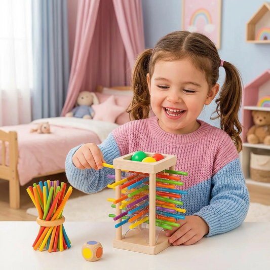 3-in-1 Wooden Ball and Stick Skill Game for Educational Play