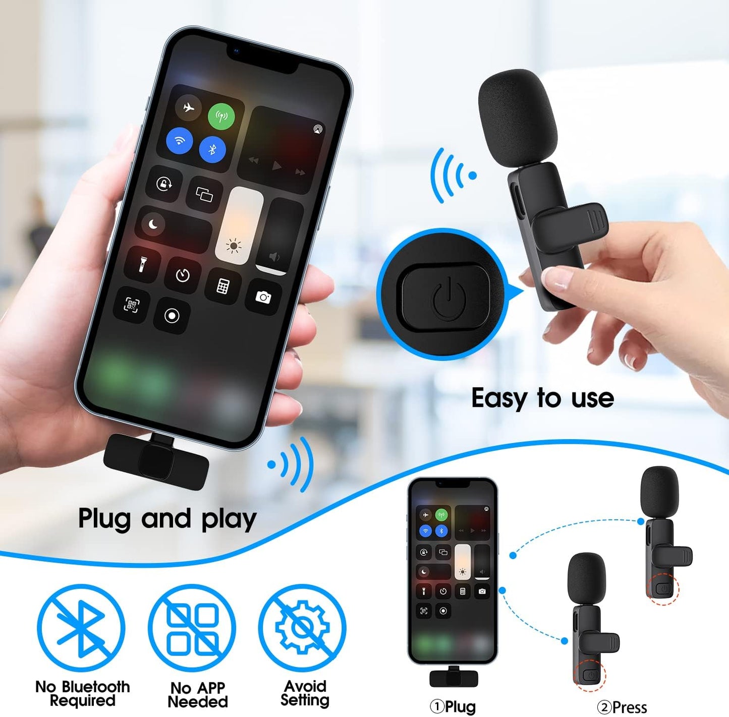 Dual Wireless Microphones for iPhone & iPad - Perfect for Creators