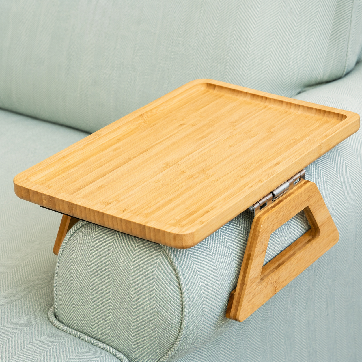 Clip-On Tray Table for Armrests in Bamboo Design