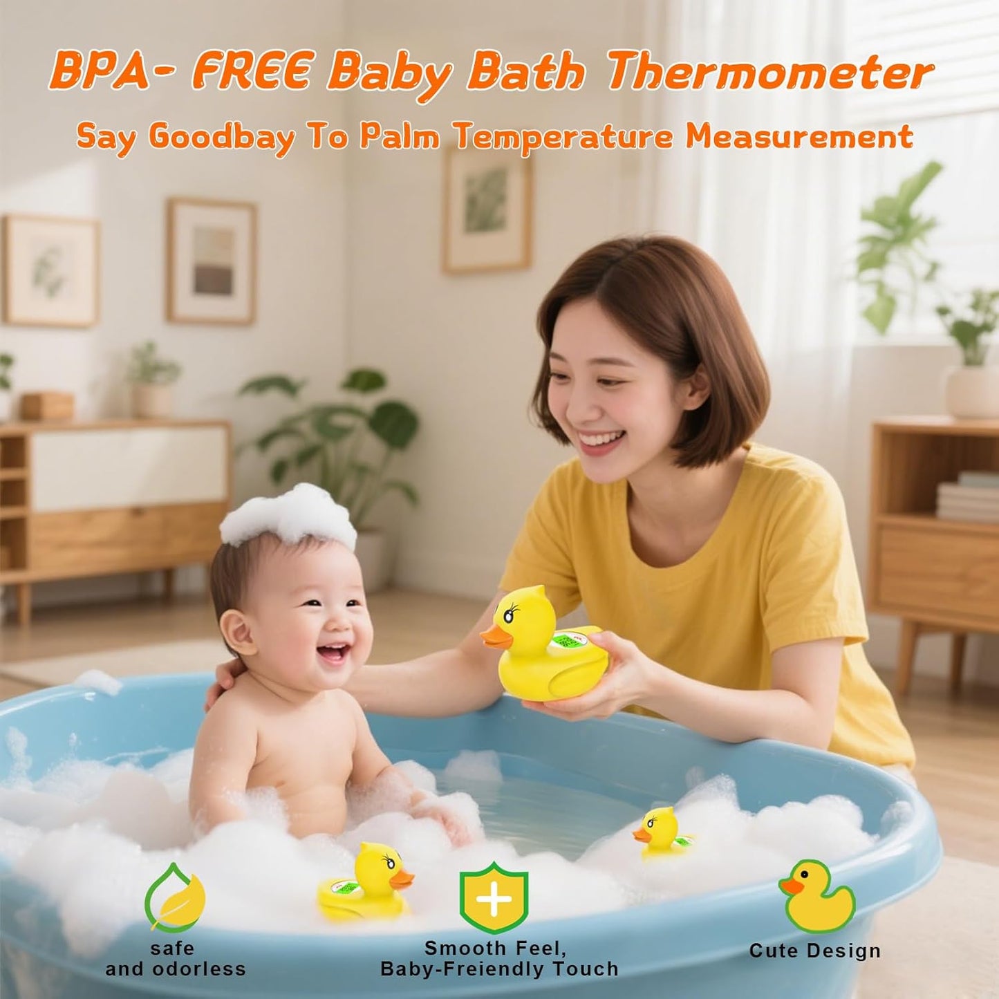 Digital Baby Bath Thermometer with 3 Color Display and Temperature Alert