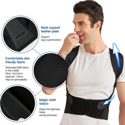 Adjustable Unisex Back Support Brace for Posture Alignment