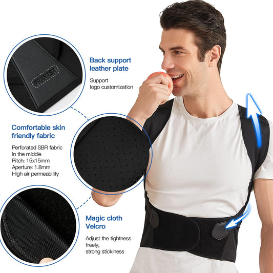 Adjustable Unisex Back Support Brace for Posture Alignment