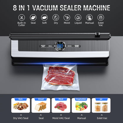 8-in-1 Vacuum Sealing Machine with Integrated Cutter