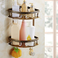 Double-layered triangular bathroom shelves