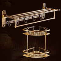 Foldable towel holder + Double triangular bathroom shelf