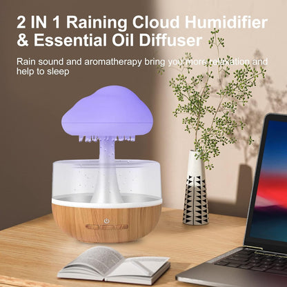 Mushroom-Shaped Humidifier with Colorful Raindrop Atmosphere Light