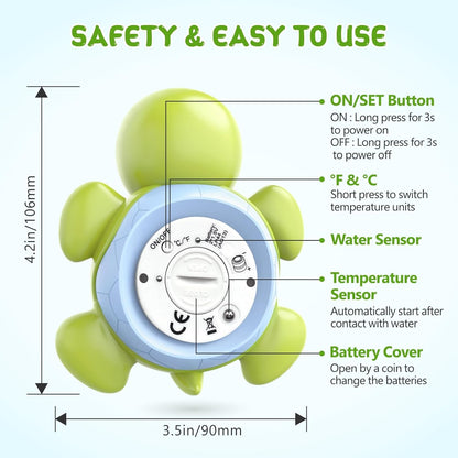 Digital Baby Bath Thermometer with 3 Color Display and Temperature Alert