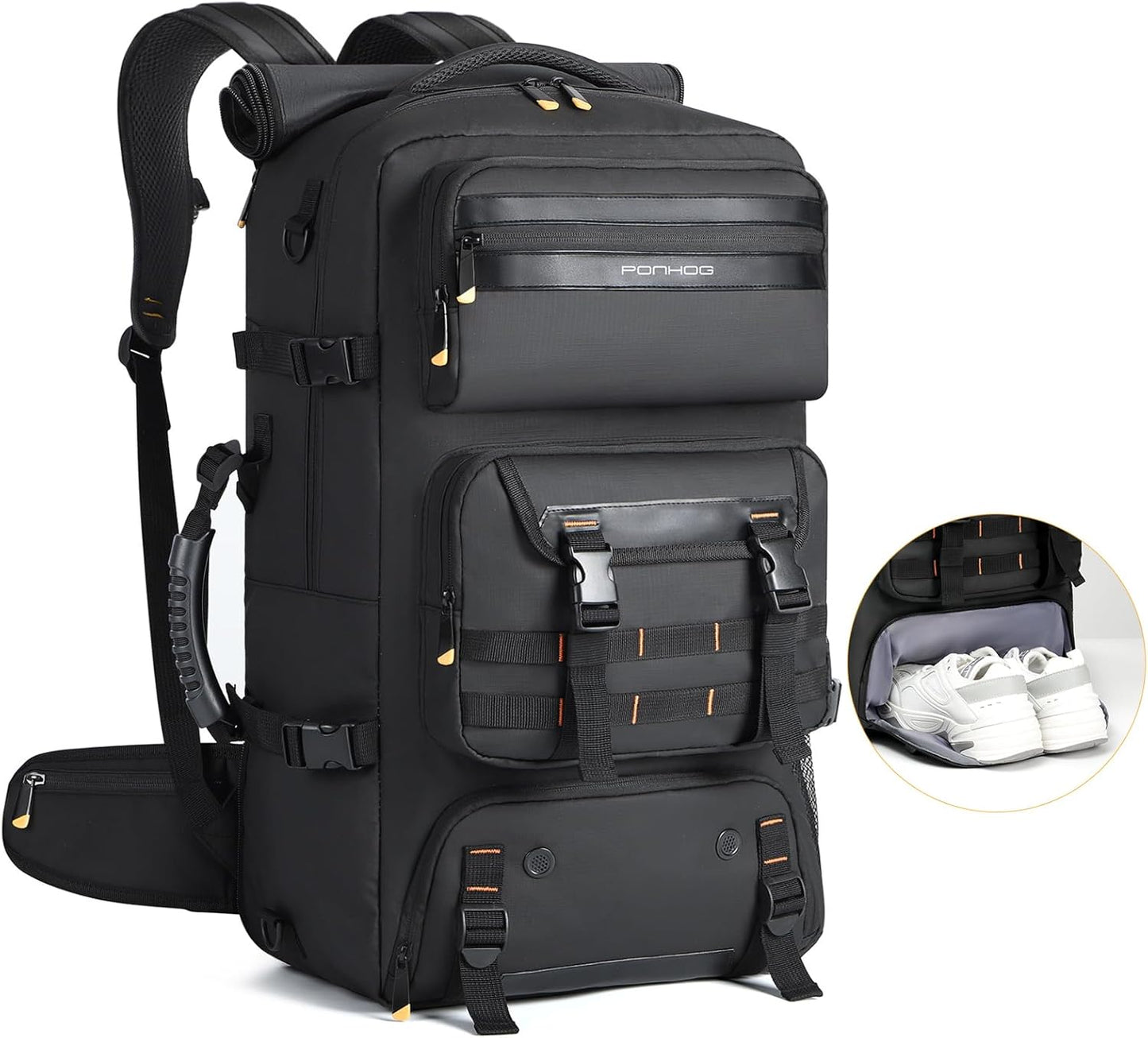 50L Versatile Travel Backpack with Shoe Compartment & USB Charger
