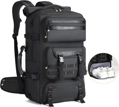 50L Versatile Travel Backpack with Shoe Compartment & USB Charger