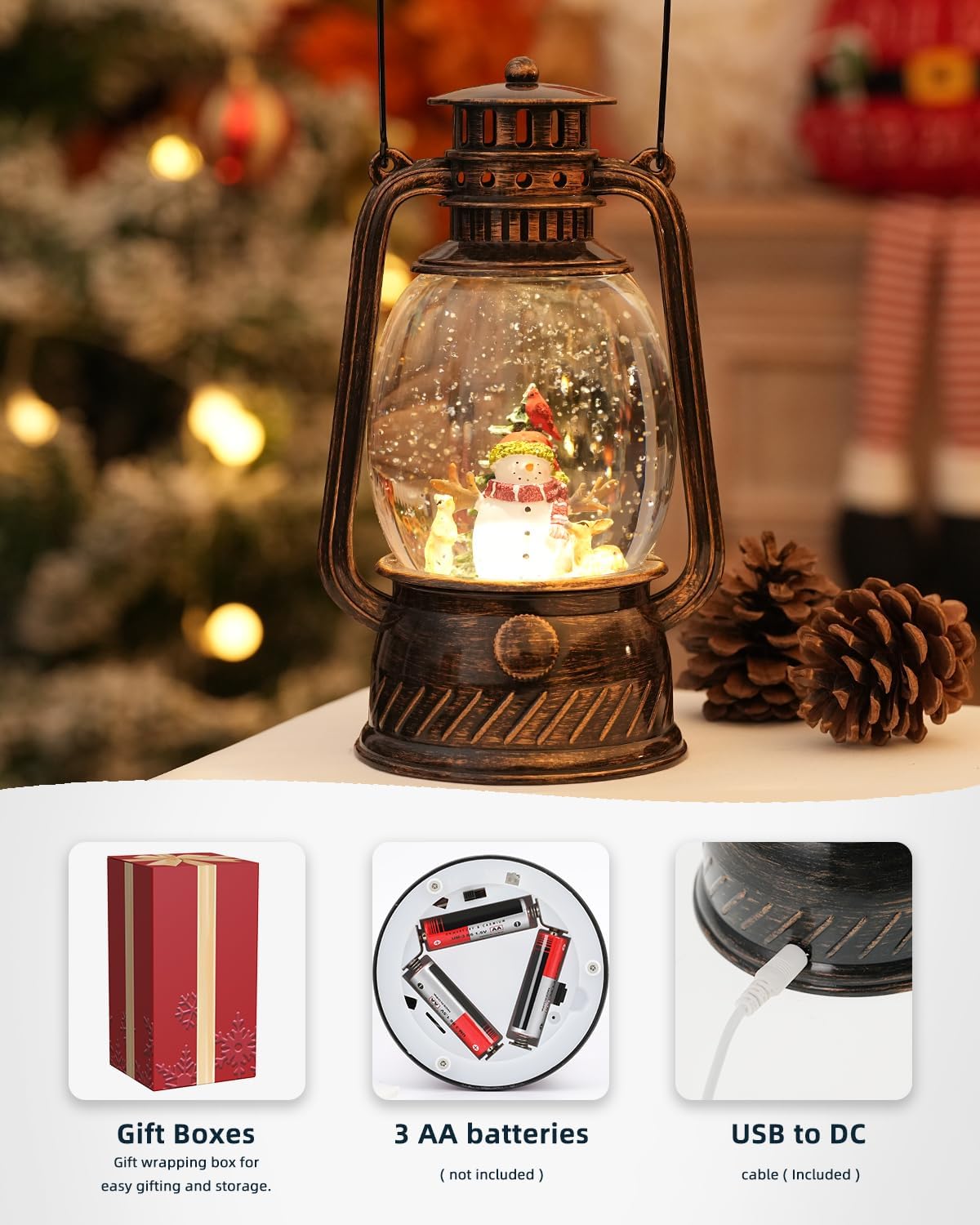 Decorative Autumn Lamp with Pumpkins – Warm LED Light & 6-Hour Timer