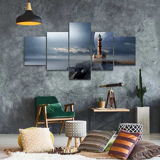 5-Piece Coastal Nightscape Canvas Artwork Collection