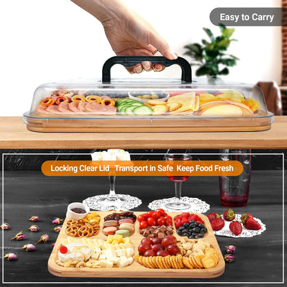 Serving Tray Made of Bamboo with 6 Divided Sections