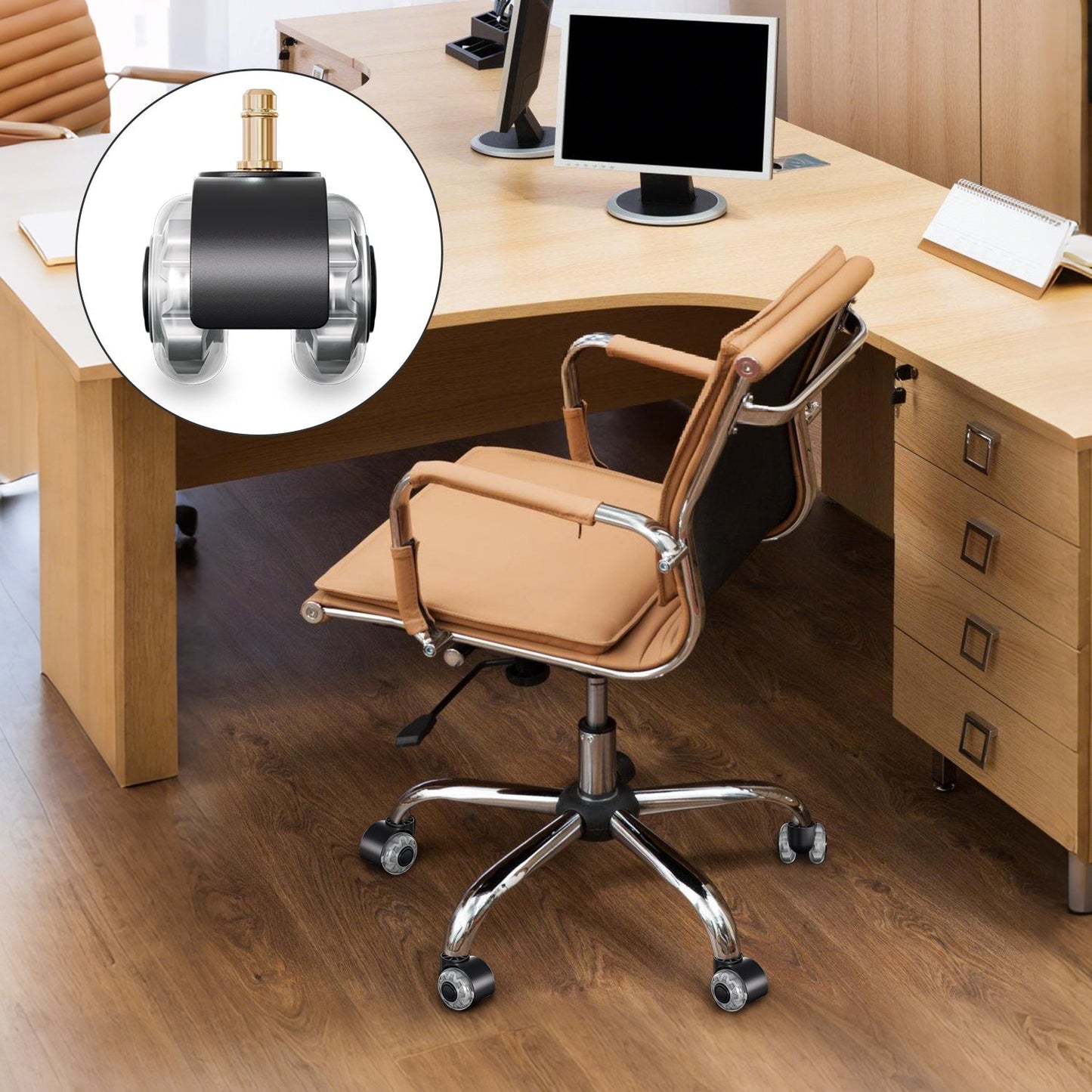 Set of 5 Swivel Chair Wheels for Office Chairs 10mm x 22mm