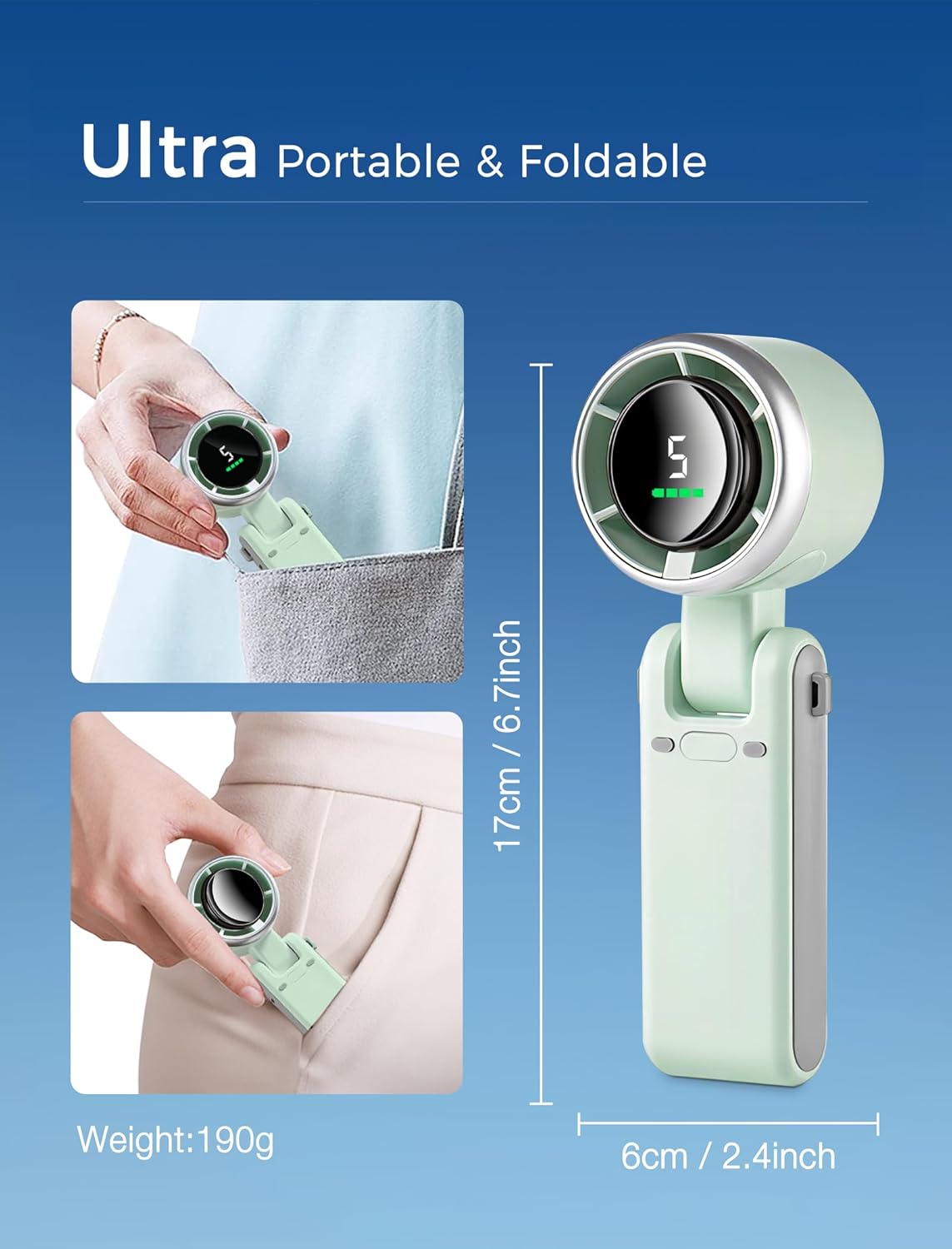 Rechargeable Mini Handheld Turbo Fan – Portable, Desk & Neck Cooling