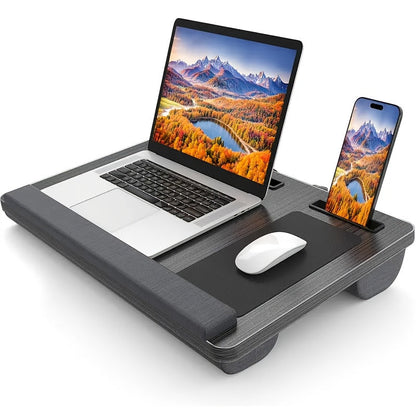 Ergonomic Laptop Stand with Wrist Support and Device Compartments