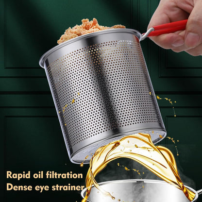 Stainless Steel Frying Pot with Strainer | Oil-Efficient Induction & Gas Cooking Pot | 13 cm